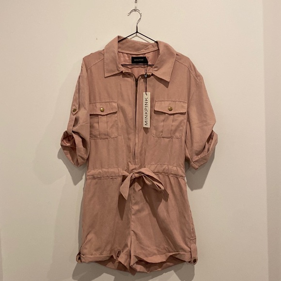 MINKPINK Pants - MinkPink utility pink playsuit size S (could fit small M)